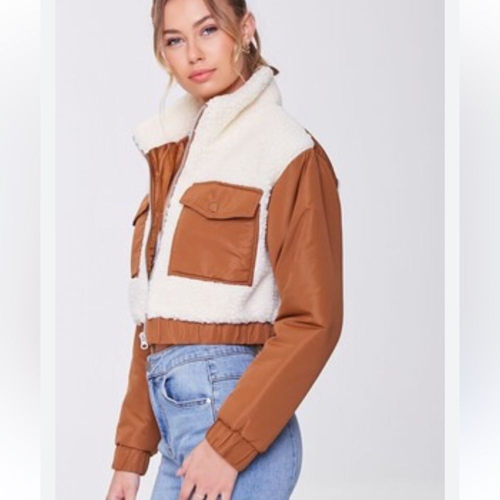 ANWND Tan Sherpa Cropped Jacket Women’s Small